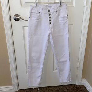 White jeans with raw edge